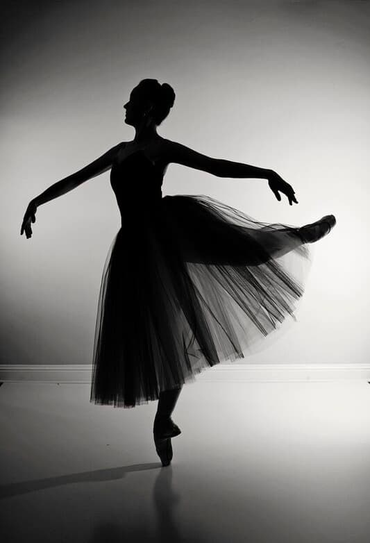 Dancer silhouette in romantic tutu